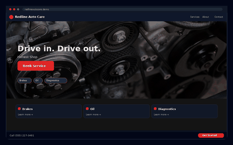 Redline Auto Care website preview