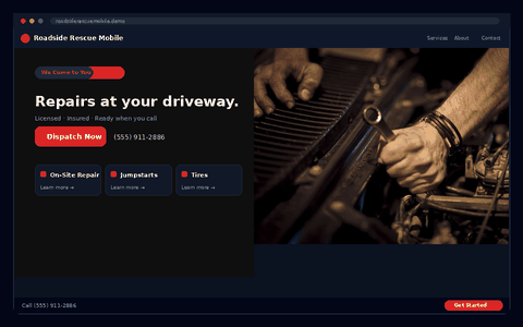 Roadside Rescue Mobile website preview