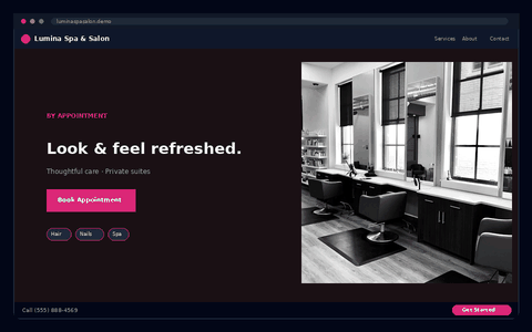 Lumina Spa & Salon website preview