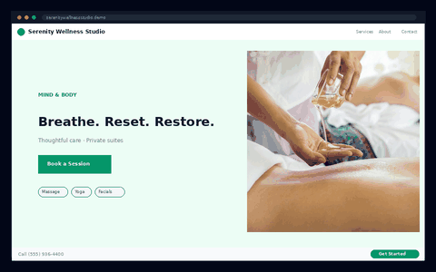 Serenity Wellness Studio website preview