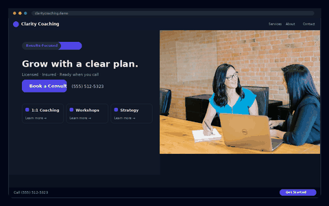 Clarity Coaching website preview