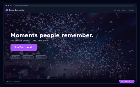 Pulse Event Co. website preview