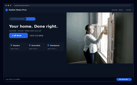 Harbor Home Pros website preview
