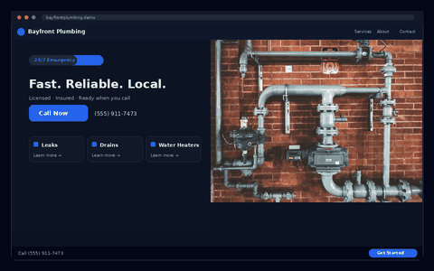 Bayfront Plumbing website preview
