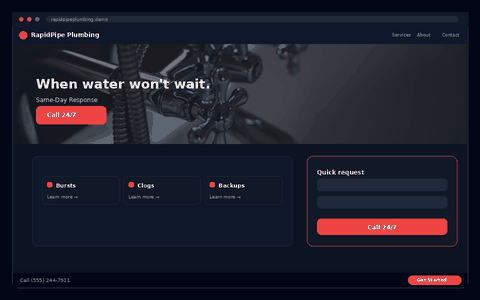 RapidPipe Plumbing website preview