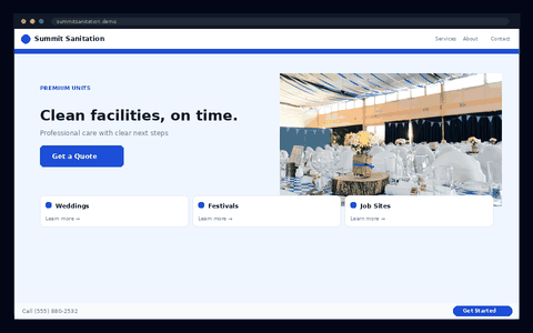 Summit Sanitation website preview