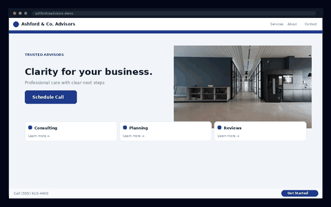 Ashford & Co. Advisors website preview