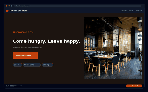 The Willow Table website preview