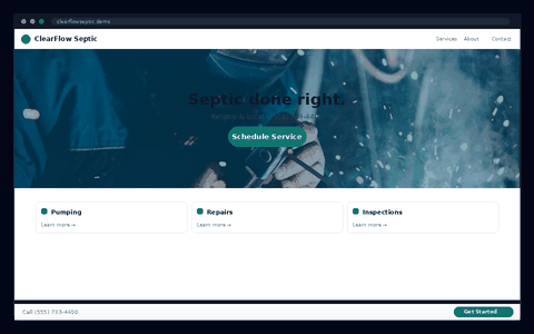 ClearFlow Septic website preview